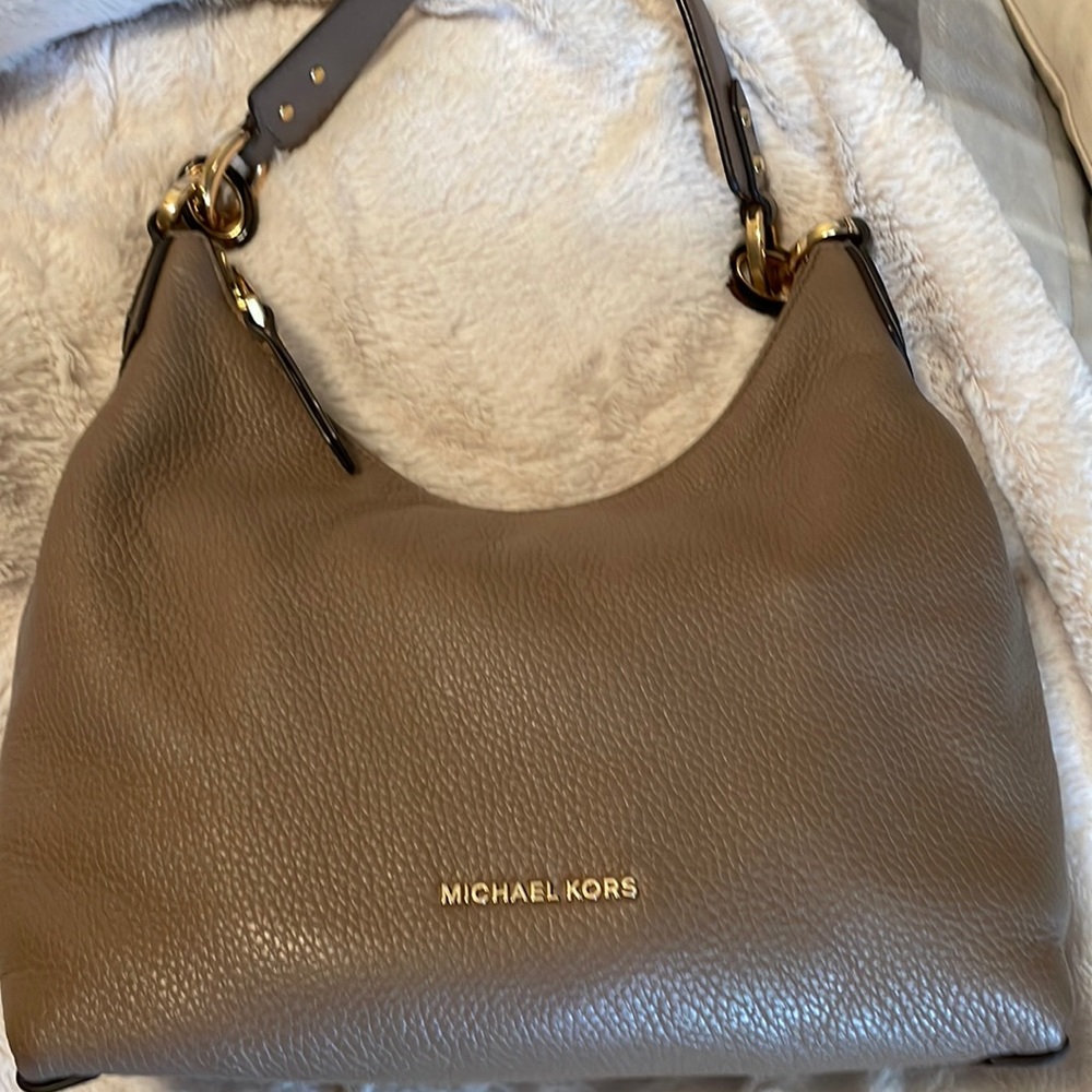 Michael Kors taupe handbag includes additional strap in original wrapping